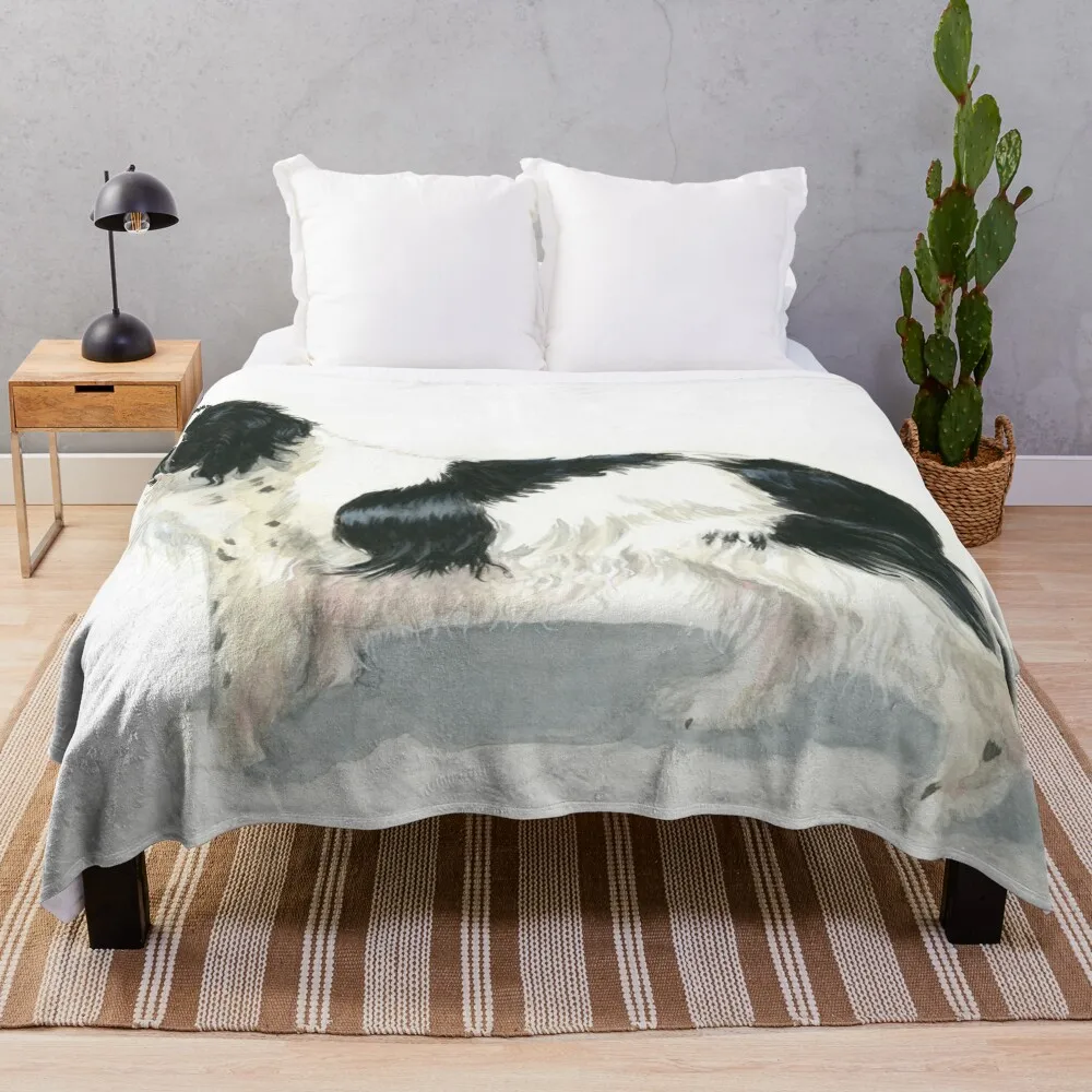 

The Landseer Newfoundland Dog Throw Blanket fluffy Cute Plaid bed plaid Blankets