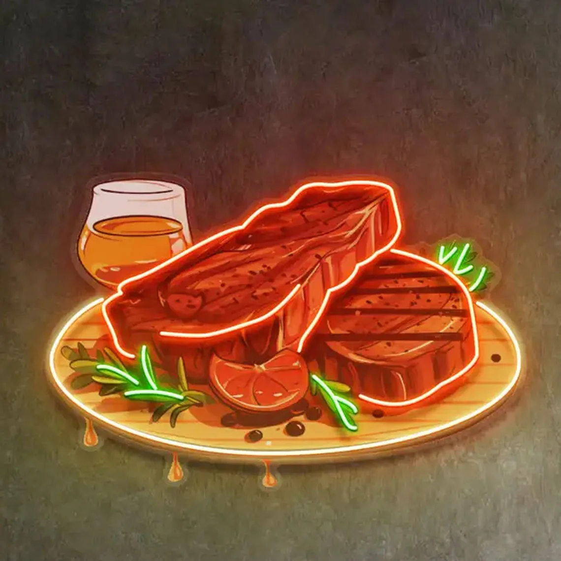 그릴 고기 네온 사인 레스토랑 음식 벽 아트 장식, 거실 주방 사인, 웨딩 벽걸이 사인, 바 맥주 클럽 사인