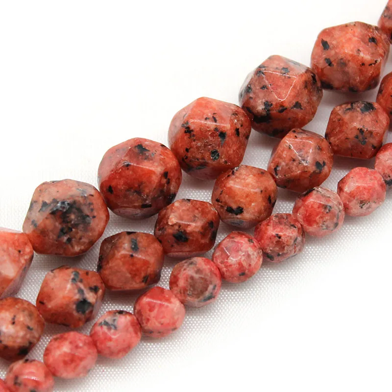 

Natural Stone Faceted Red Spot Stone Loose Spacer Beads 8MM for Jewelry Making DIY Charms Bracelet Accessories by hand 15" Inch