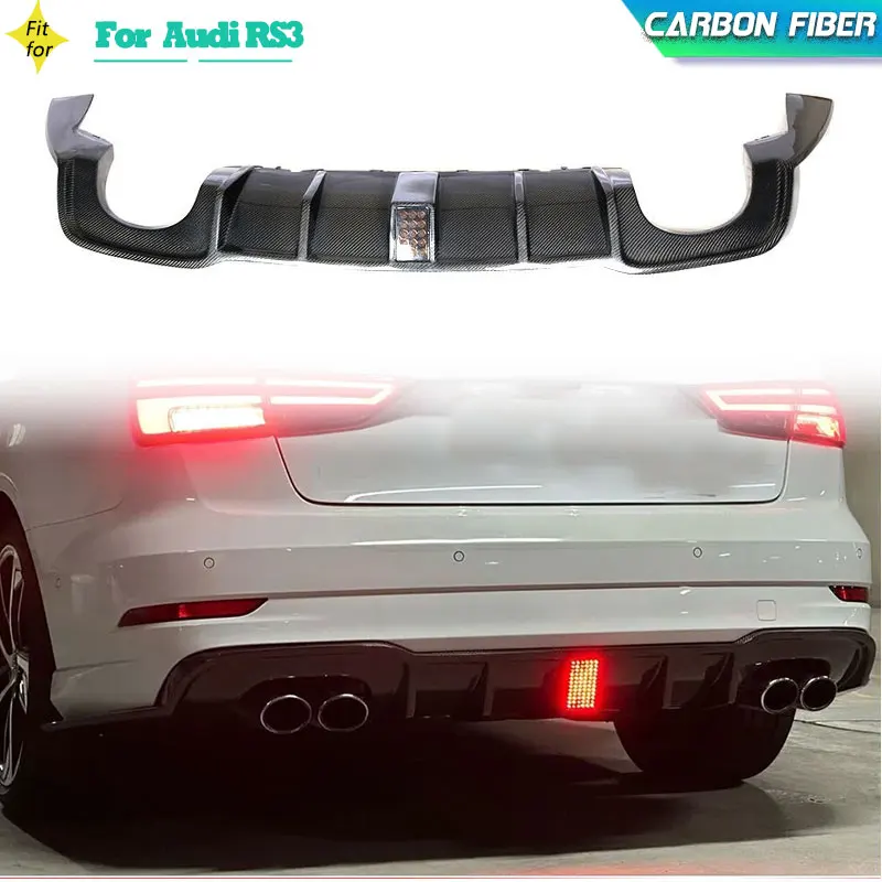 

Кованый спойлер для заднего бампера автомобиля из углеродного волокна для Audi RS3 Седан 4-дверный 2017 2018 задний диффузор разветвители для губ фартук