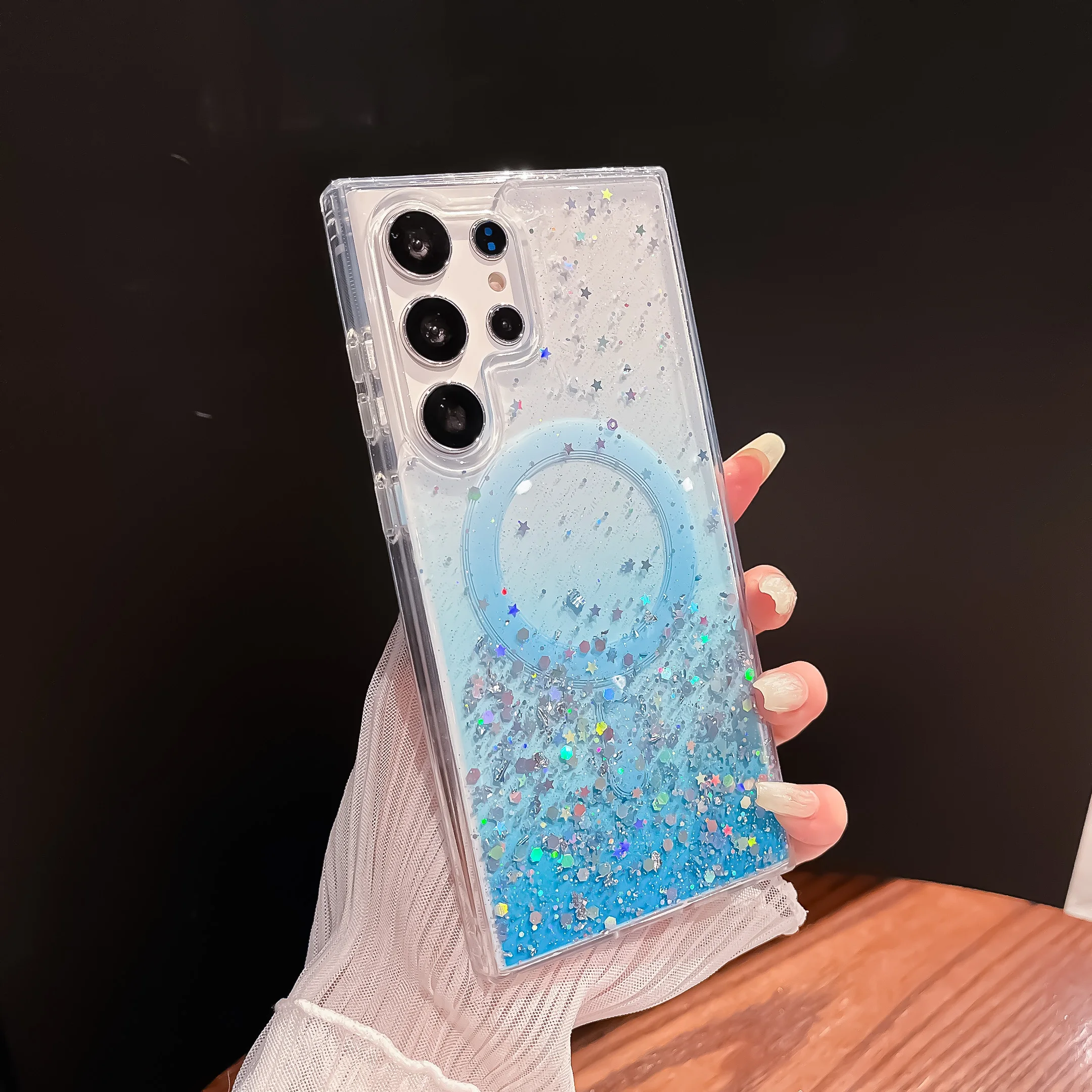 Gradient Glitter Silicone Magnetic Shockproof Phone Case with Magsafe Compatibility