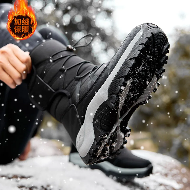Snow Boots Men Waterproof Mens Winter Boots With Fur Winter Shoes Nonslip Men Platform Thick Plush Warm Botas