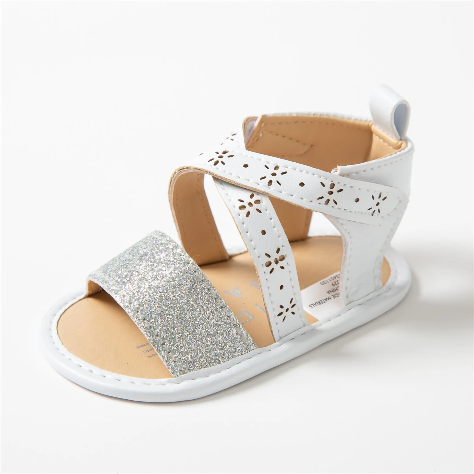 Infant Baby Girls PU Leather Sandals Toddler Non-Slip Open Toe Sequins First Walking Soft Sole Shoes