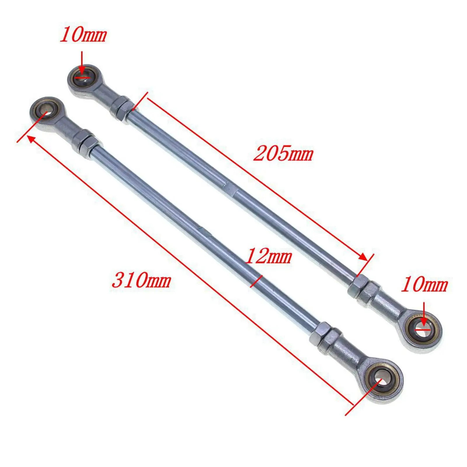 M10 Alloy Steering Tie Rod Ball Joiner Short Pull Rod 310mm Durable Parts for ATV Quad Go Karting Vehicle