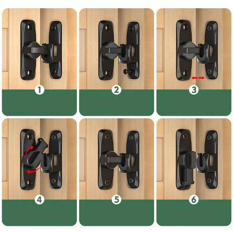 Flipping Latch Flipping Gate Latch Lock Heavy Duty Anti-theft Hardware 90/180 Swing Door For Gate Barn Garage Garden Fence