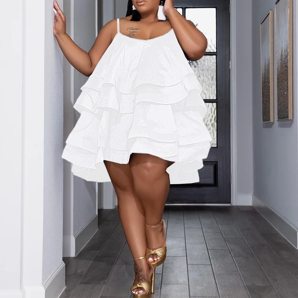2023 Spring Women Ruffle Loose Party Dress Female Design Fashion Elegant Outfit Casual Luxury Gown Plus Size Evening Dress