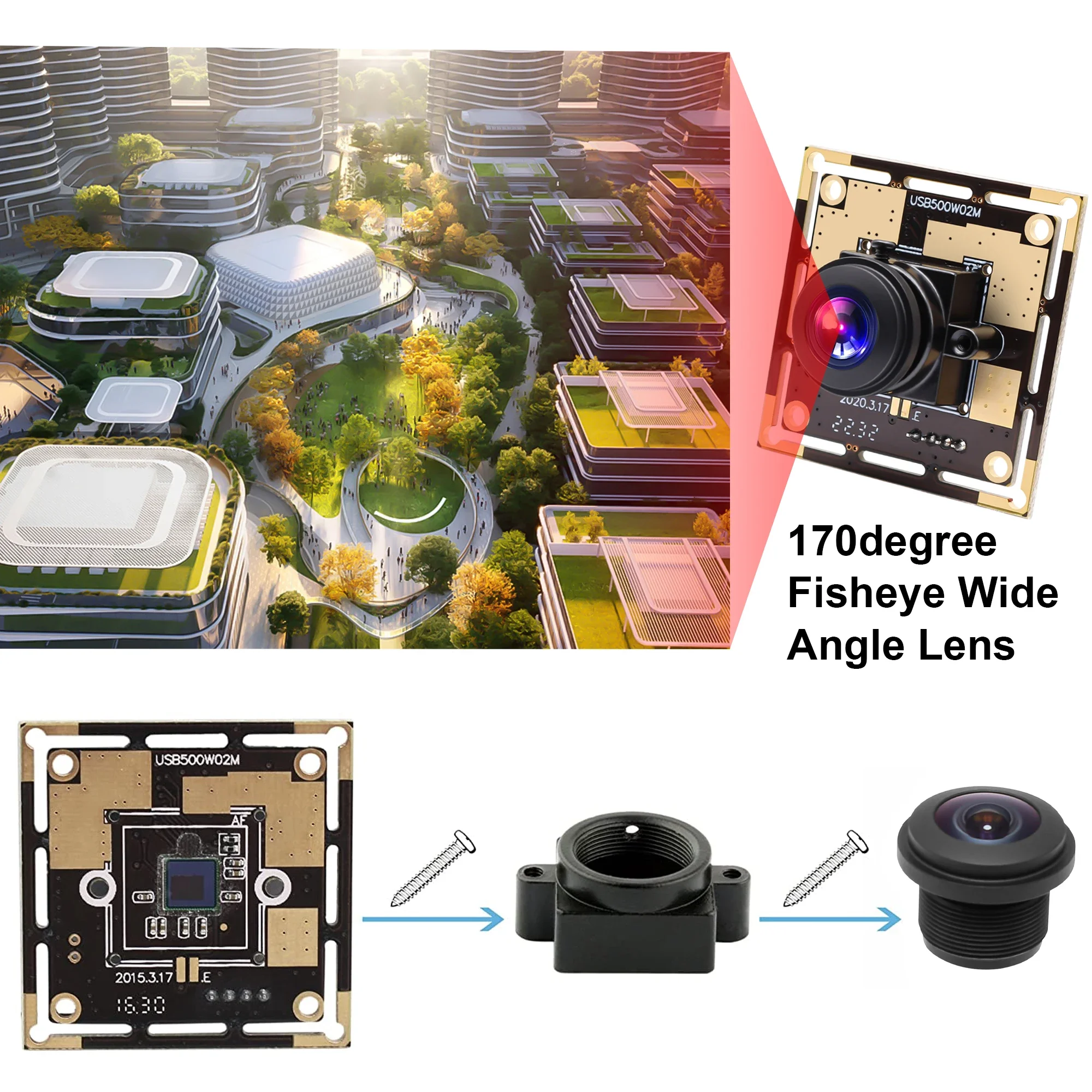 ELP 5MP HD Wide Angle USB Camera Module With 170degree Fisheye Lens CMOS OV5640  Mini Webcam For ATM, Kiosk,Vending Machines 4