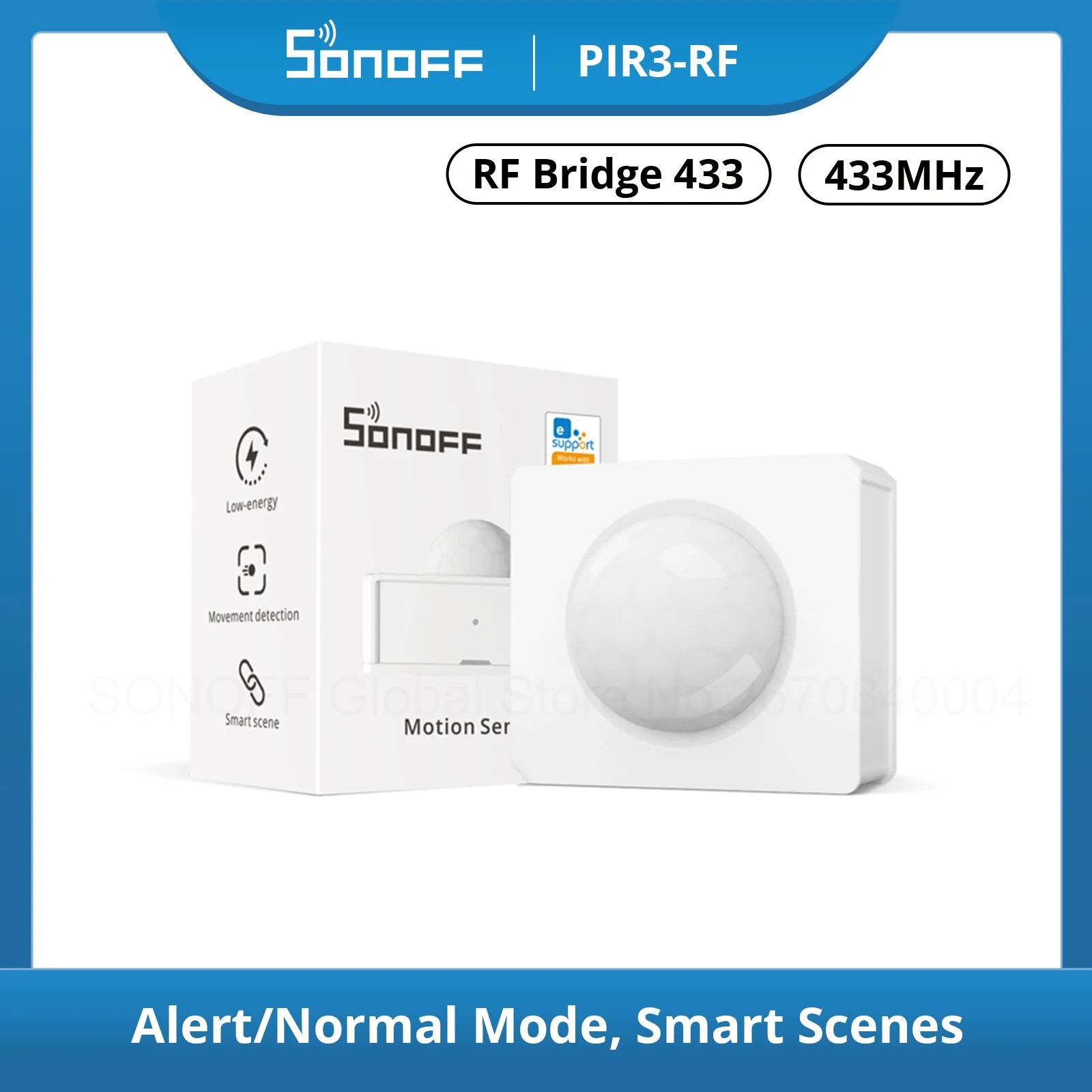 SONOFF PIR3-RF RF PIR 모션 센서 보안 경보 알림 스마트 장면, Ewelink를 통해 SONOFF RF 브리지와 함께 작동, 433MHZ