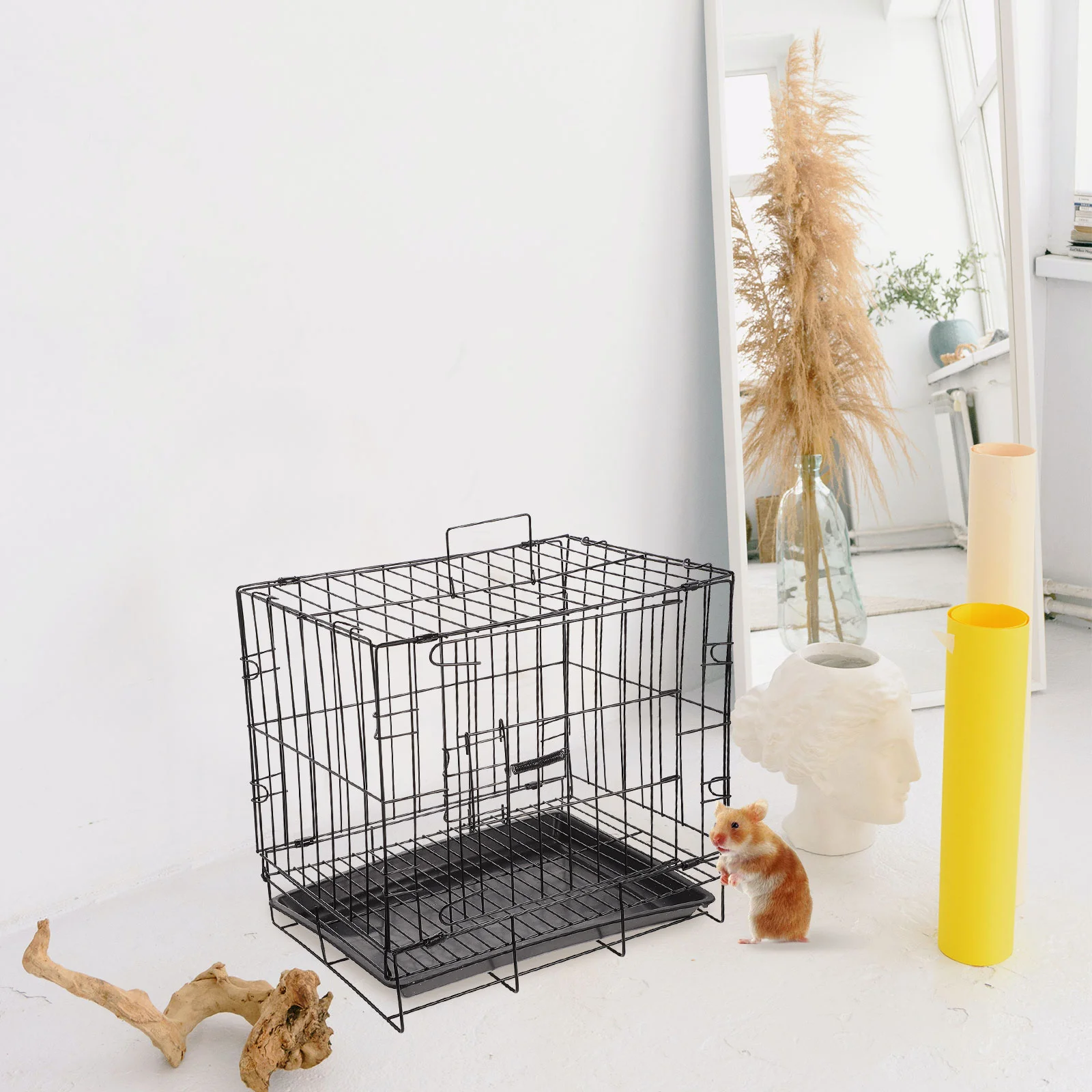 

1 Set Folding Dog Kennel Iron Wire Pet Crate Practical Pet Shelter Pet Supplies