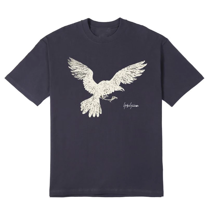 Yamamoto Yoji Sketching Eagle Print Pure Cotton Women's Short Sleeve T-shirt New Style womens t shirt
