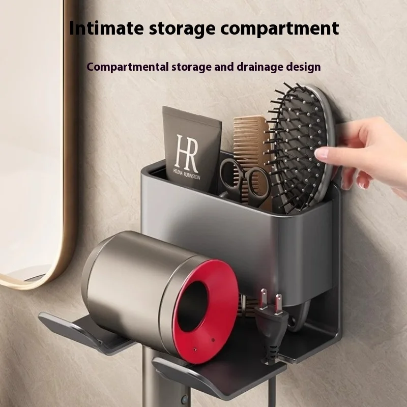 Aluminum Hair Dryer Holder Is Suitable for The Dyson Laifen Perforation-free Bathroom Wall Mounted Hair Dryer Holder Bathroom