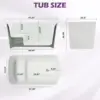 47 inch Lucite Acrylic Freestanding Bathtub Square Shape Soaking Tub with Seat Desgin Toe tap Chrome Right Drain Glossy White 4