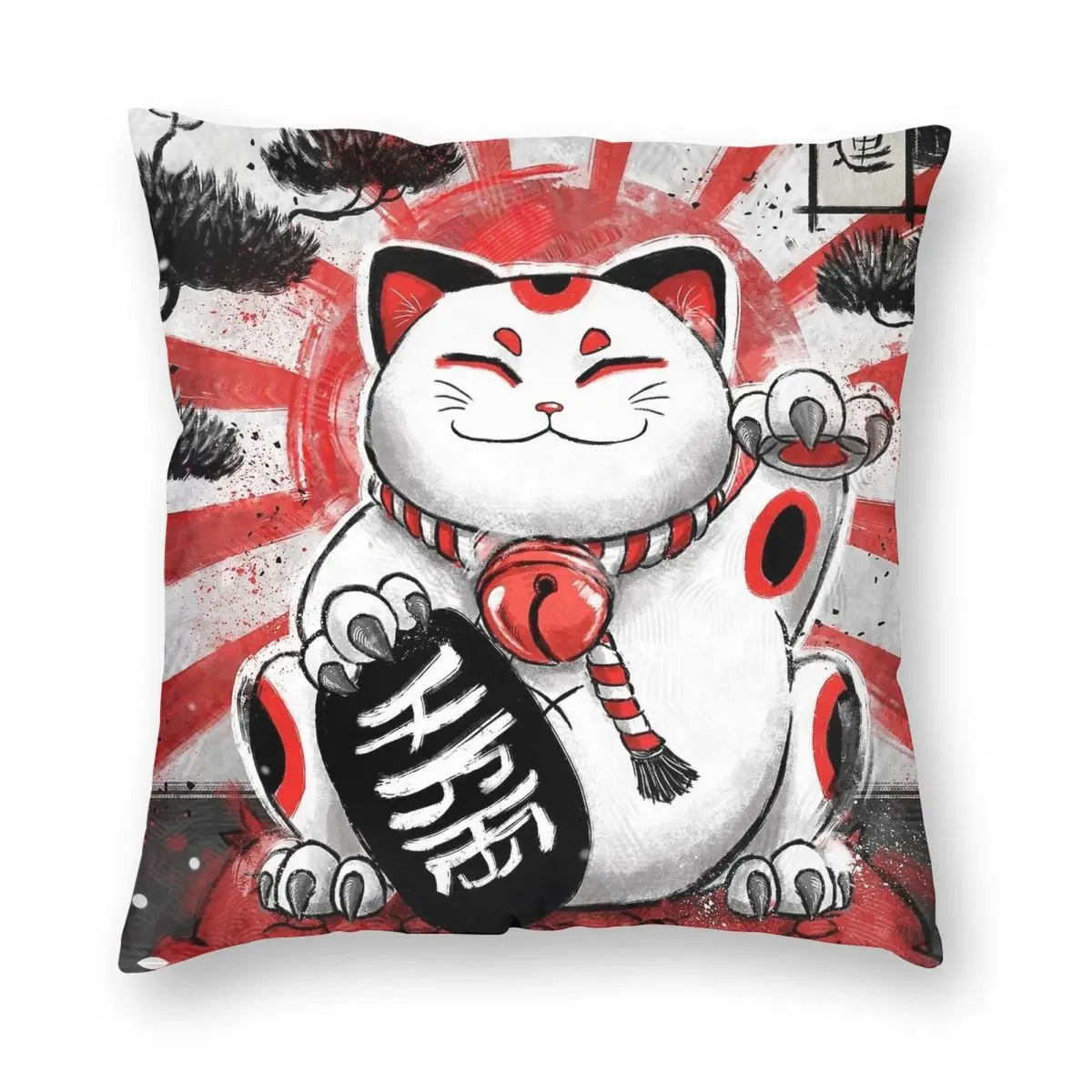 

Japan Cartoon Lucky Cat Cute Pillowcase Double-sided Printing Cushion Cover Decorative Throw Pillow Case Cover Sofa Square 45*45