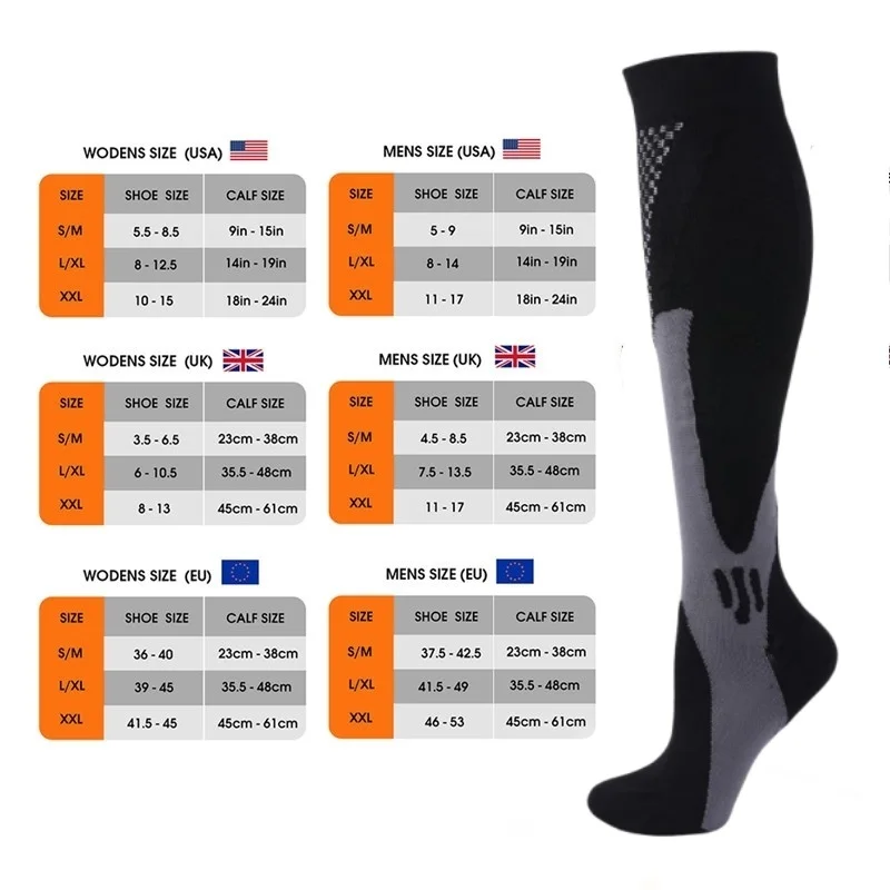 Compression Socks 3 Pairs S-XXL Pack Compression Socks 30 Mmhg Fit For Medical Edema Diabetes Varicose Veins Running Sports Size XXL