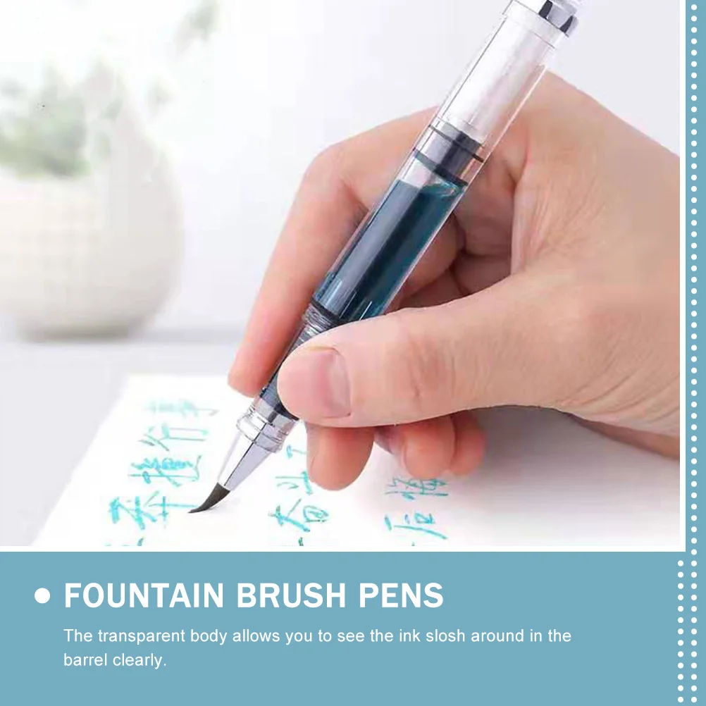 3Pcs Fountain Brush Pen Calligraphy Brush Pen Flexible Brush Tip Ink Refill Brush Pen for Sketch Drawing Scrapbook and