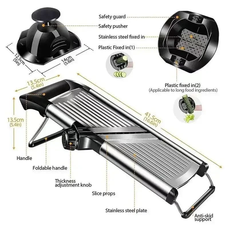 Stainless Steel Vegetable Slicer Adjustable Cutter Vegetable Grater Home Kitchen Tool Accessories