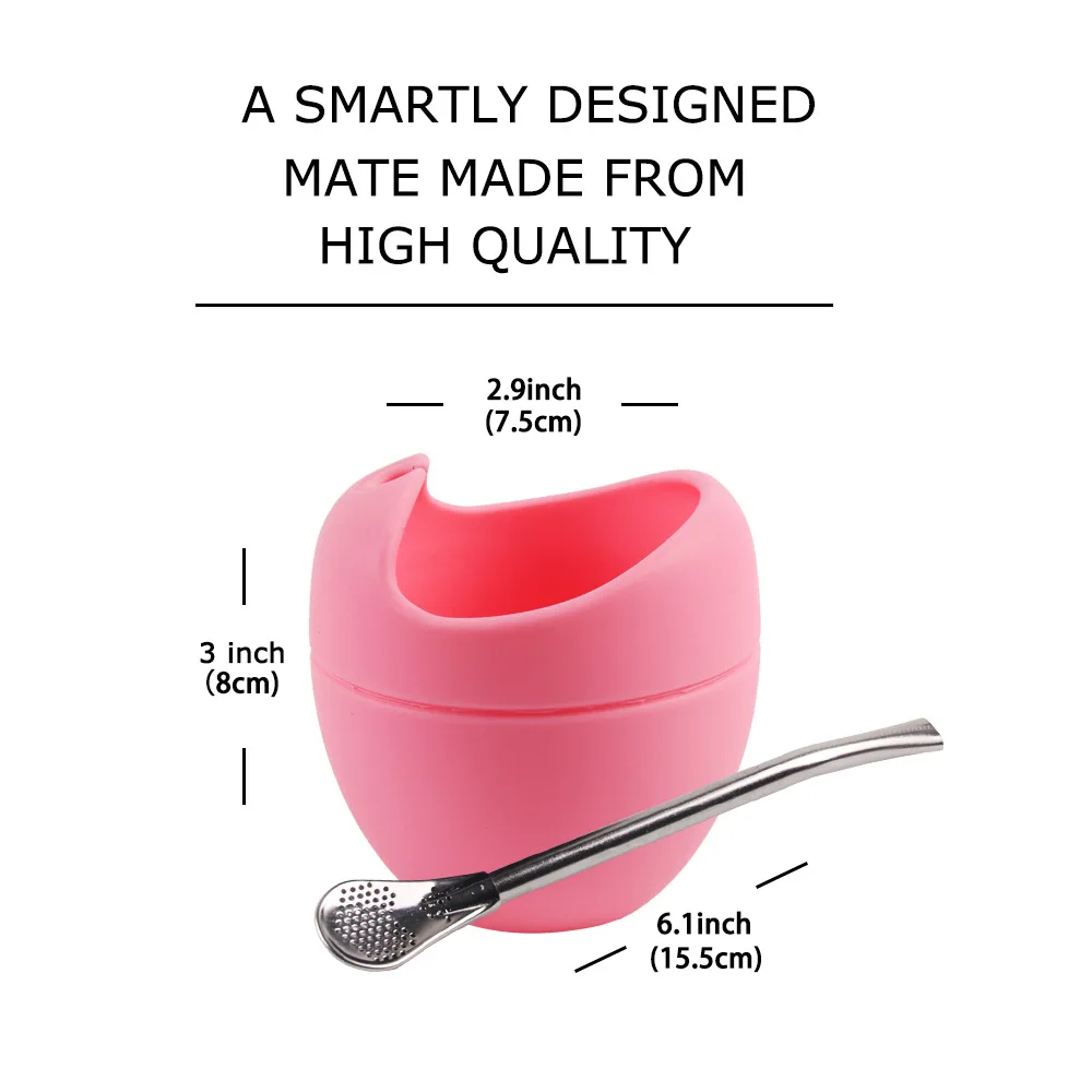 5oz Silicone Bombillas Yerba Mate Cup Set Tea Cup With Yerba Bombilla Straw  BPA Free Thermal Mug Bar Dinnerware Accessories