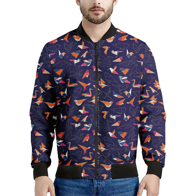 thumbnail image 1 of Chaqueta con cremallera y estampado 3D de grullas pintadas a mano para hombre y mujer, chaquetas de calle de manga larga para primavera y otoño, 1 of 5