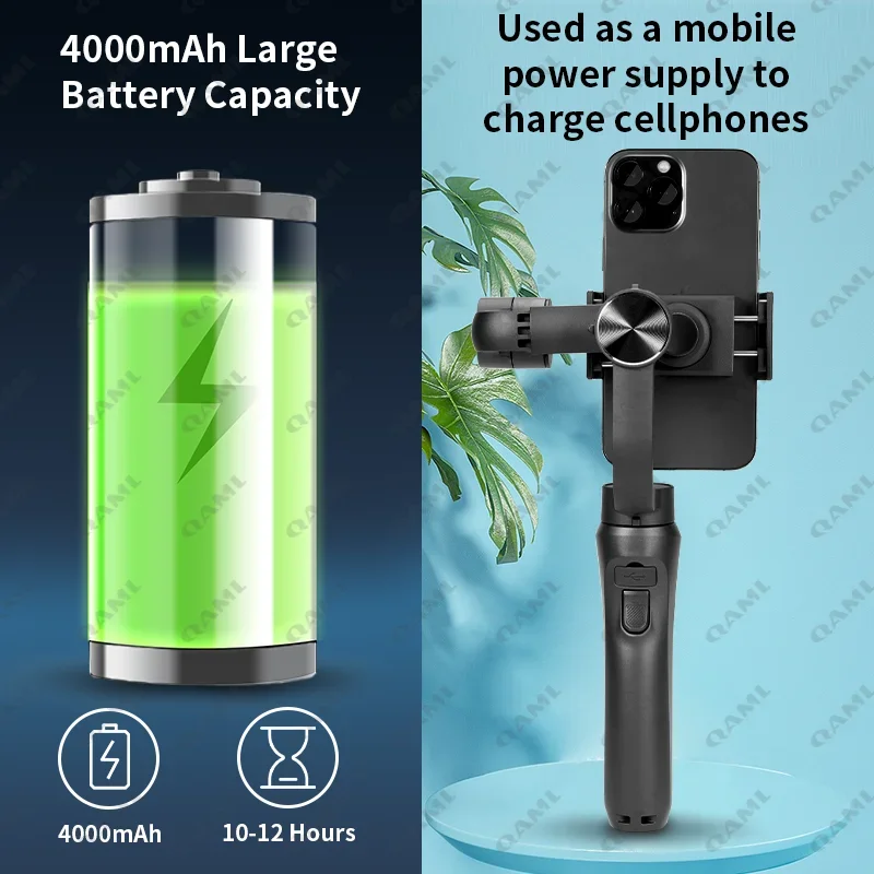Handheld Gimbal Stabilizer QAML F10Pro 3-Axis Smartphone Stabilizer Phone Selfie Stick for Android iPhone Anti-Shake Video Shooting