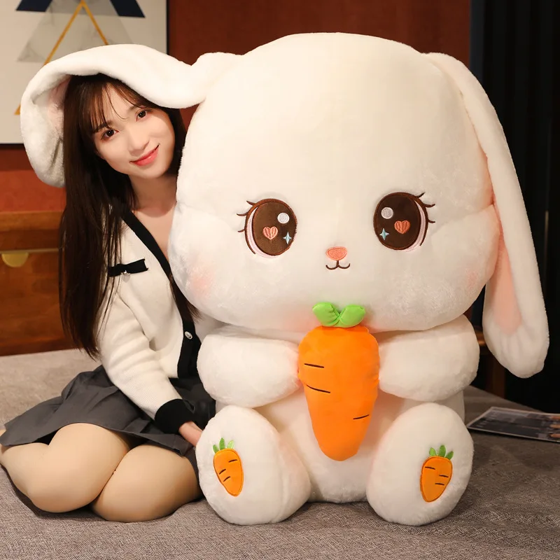 Conejo de peluche Kawaii de 80cm, Animal relleno de gran tamaño