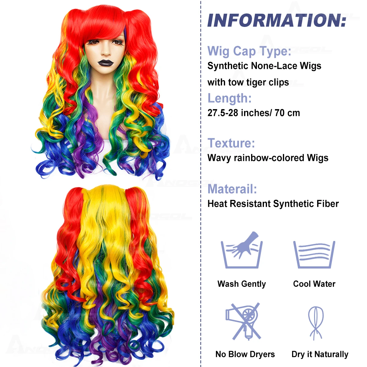 Parrucca Cosplay Regina Bianca Alice, Capelli Lunghi Ricci Ondulati 60cm 300grammi, Parrucche Alla Moda Europea E Americana, Parrucca Bionda Riccio - Foto 8