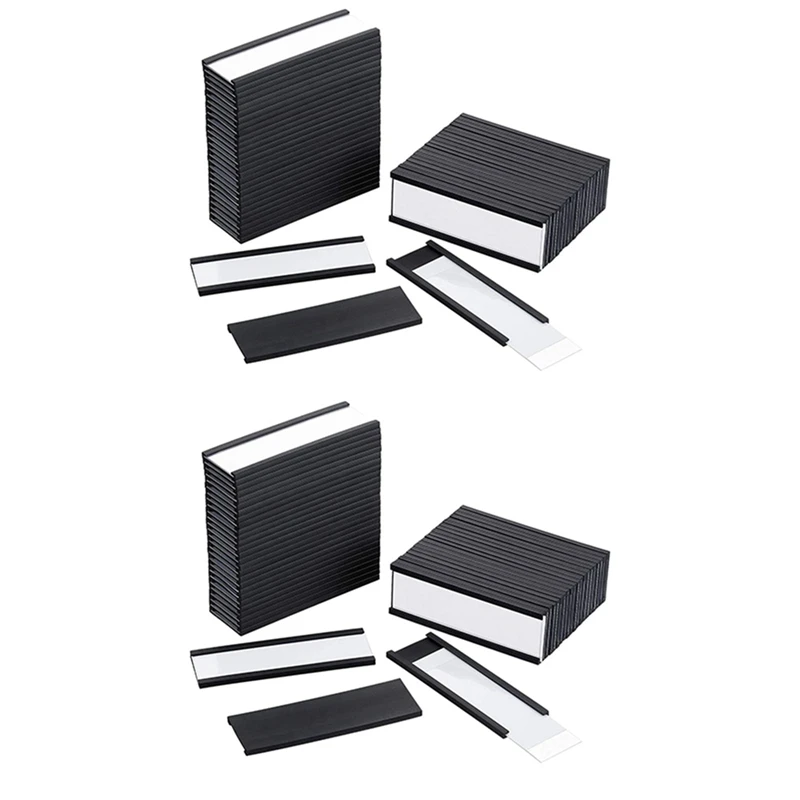 

BEAU-100Pcs Magnetic Label Holders With Magnetic Data Card Holders With Clear Plastic Protectors For Metal Shelf (1 X 3 Inch)