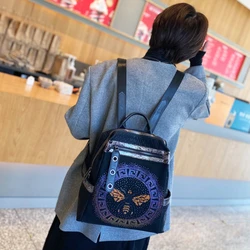High Quality Rhinestone Women's Backpack Luxury Designer Ruchsack Large Capacity Travel Bagpack Hot Sale 2022 Sac A Dos