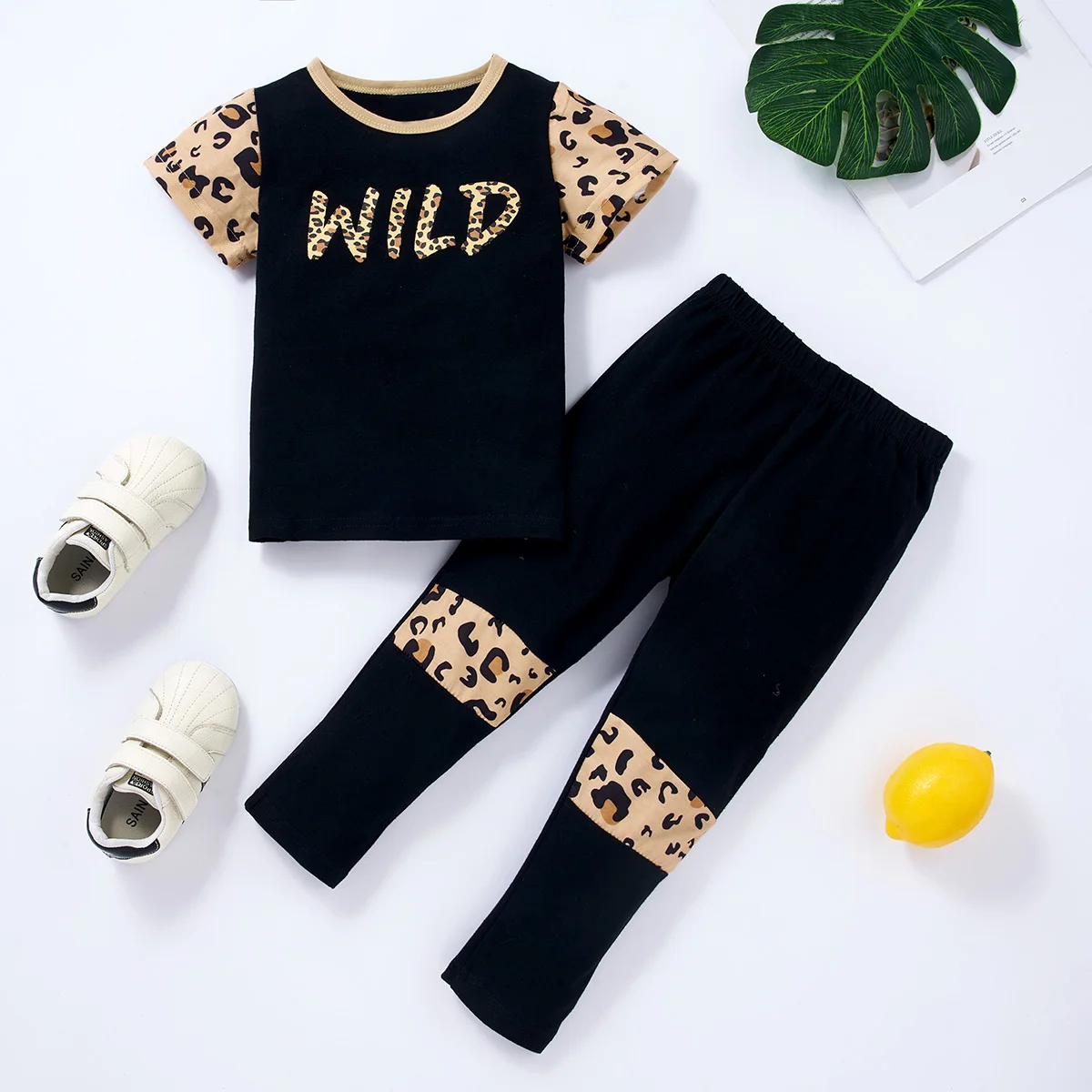 

1-6 Year Old Girls' Set Round Neck Printed Short Sleeve Top and Pants Two Piece Set for Girls' Fashion Set