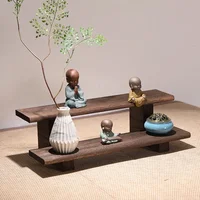 Paulownia Purple Sand Pot Storage Shelves Solid Wood Chinese Desktop Ornament Dish Rack for Tea Set Cup Holder 2
