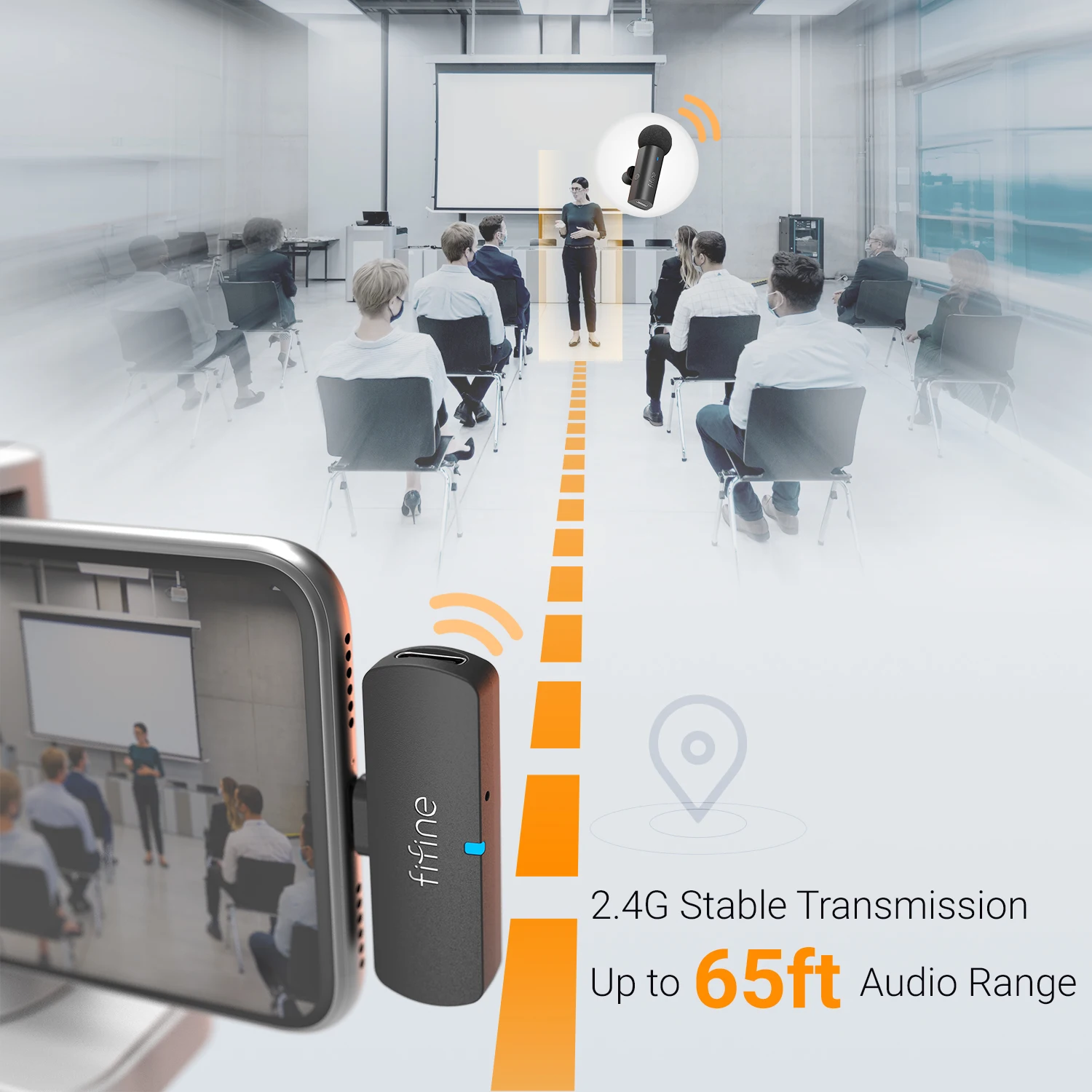 ميكروفون lafalier لاسلكي FIFINE ، مكثف Type-C ، مي...