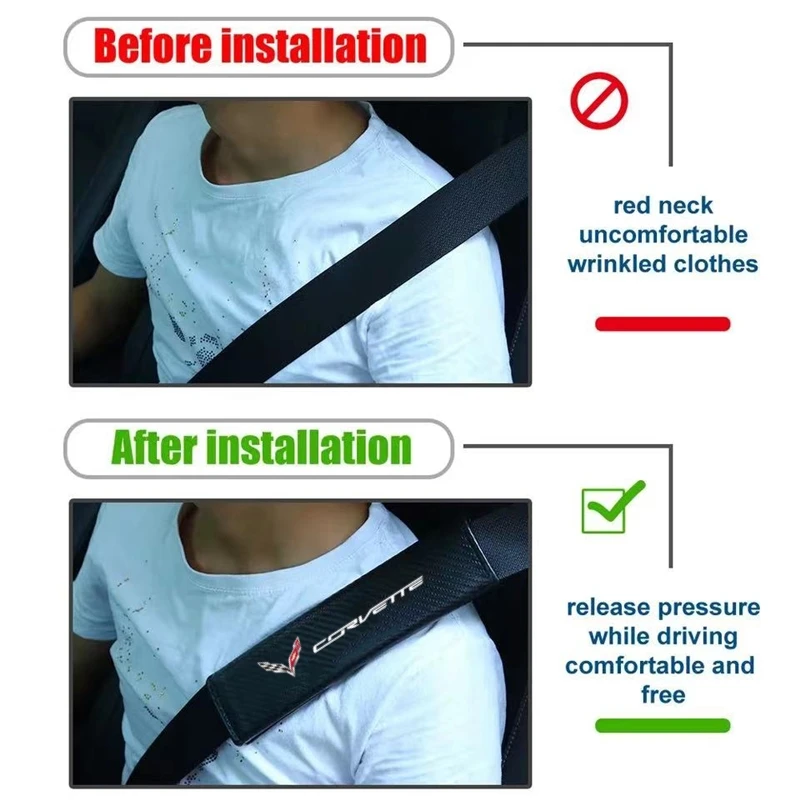 For Corvette C1 C2 C3 C4 C5 C5 C6 C7 C6-R C8 Car Seatbelt Shoulder Pad Cover Carbon Fiber Seat Belt Protector Cushion — view 5