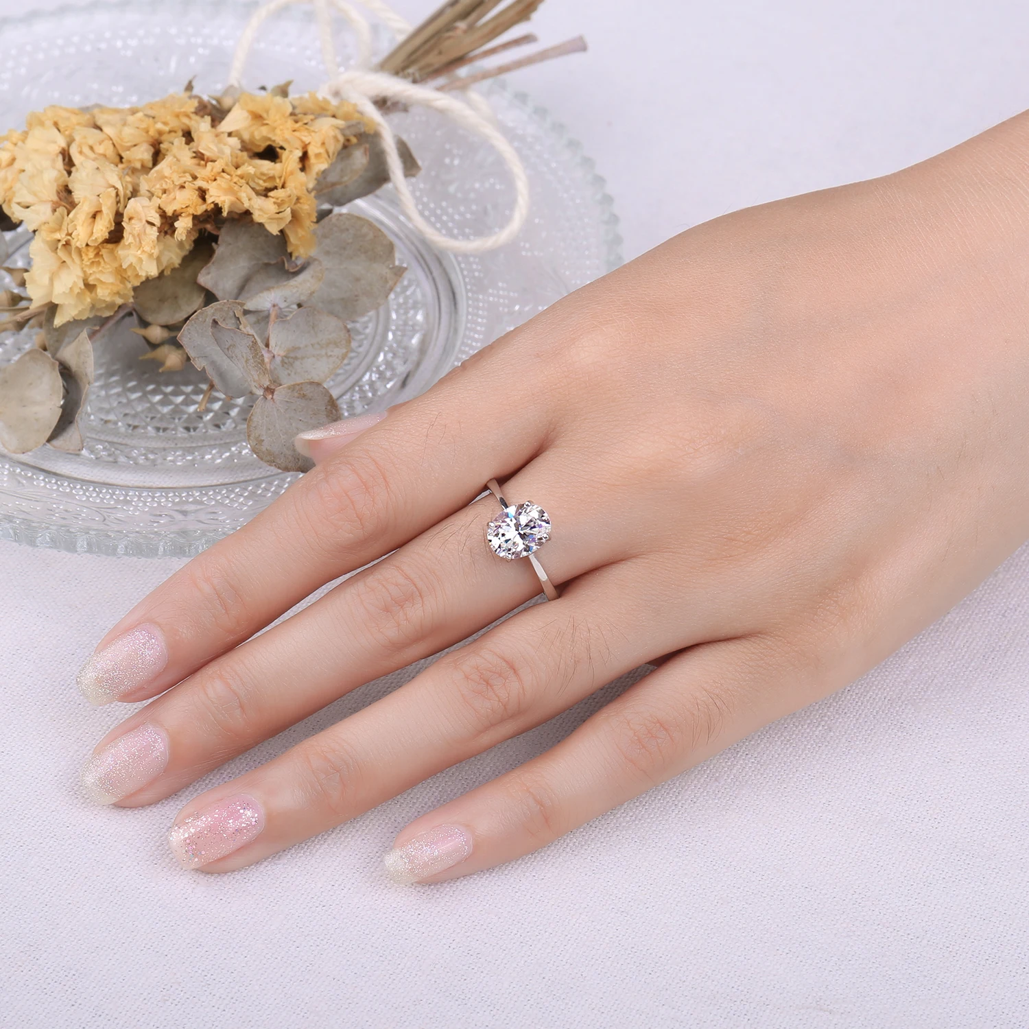 Aura Ring BOOMZAIR Anillo De Compromiso De Plata Con Brillante De