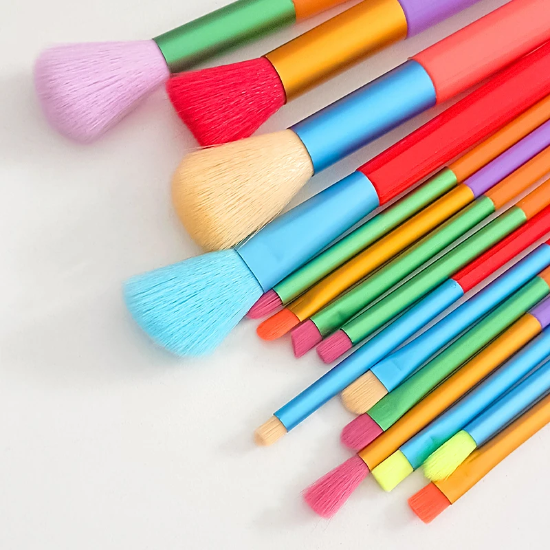 15Pcs Makeup Brushes Set Professional Powder Foundation Eyeshadow Blending Brushes Colourful Maquiagem Rainbow Cosmetic Tools