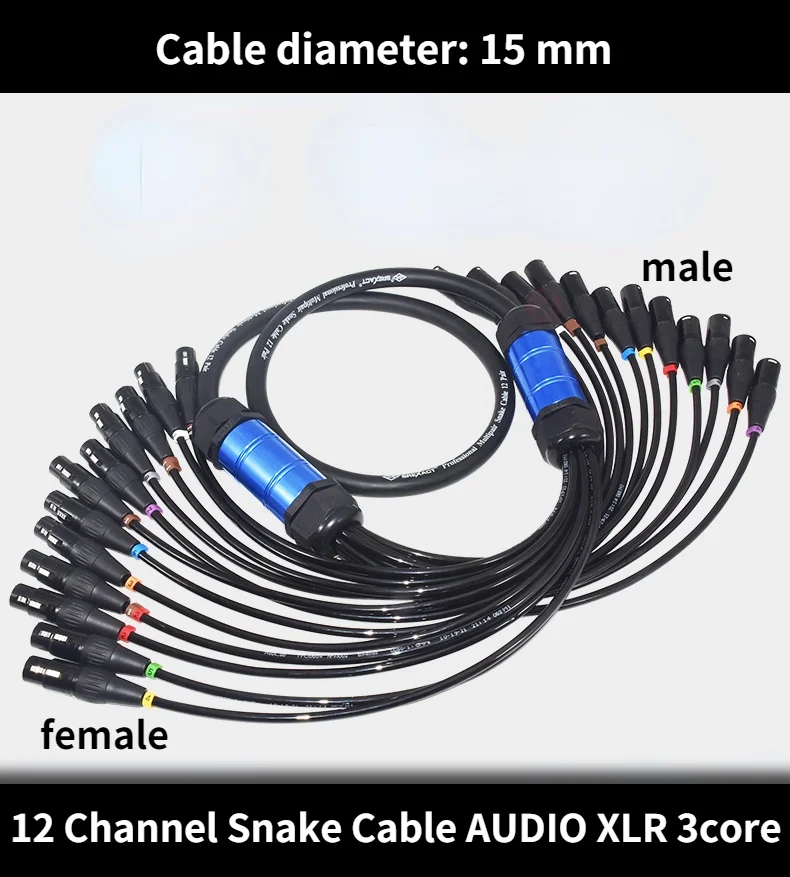 12 Channel Snake Cable AUDIO XLR 3core cannon cable/microphone cable