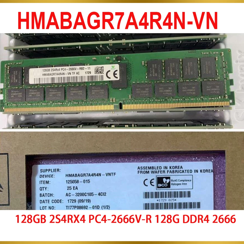 1 Pcs For SK Hynix RAM 128GB 2S4RX4 PC4 2666V R 128G DDR4 2666 Server Memory