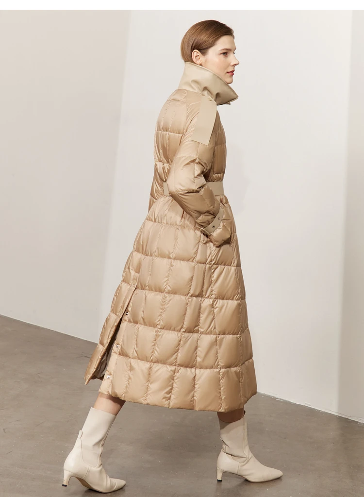 AMII Minimalism Down Jacket Women 2022 Winter New Commuter Fashion Belt Design Solid Warm Antistatic Long Clothing Tops 12241180