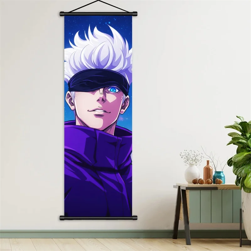 Jujutsu Kaisen Gojo Satoru Fabric Wall Art Scroll for Bedroom or Gaming Room Decor
