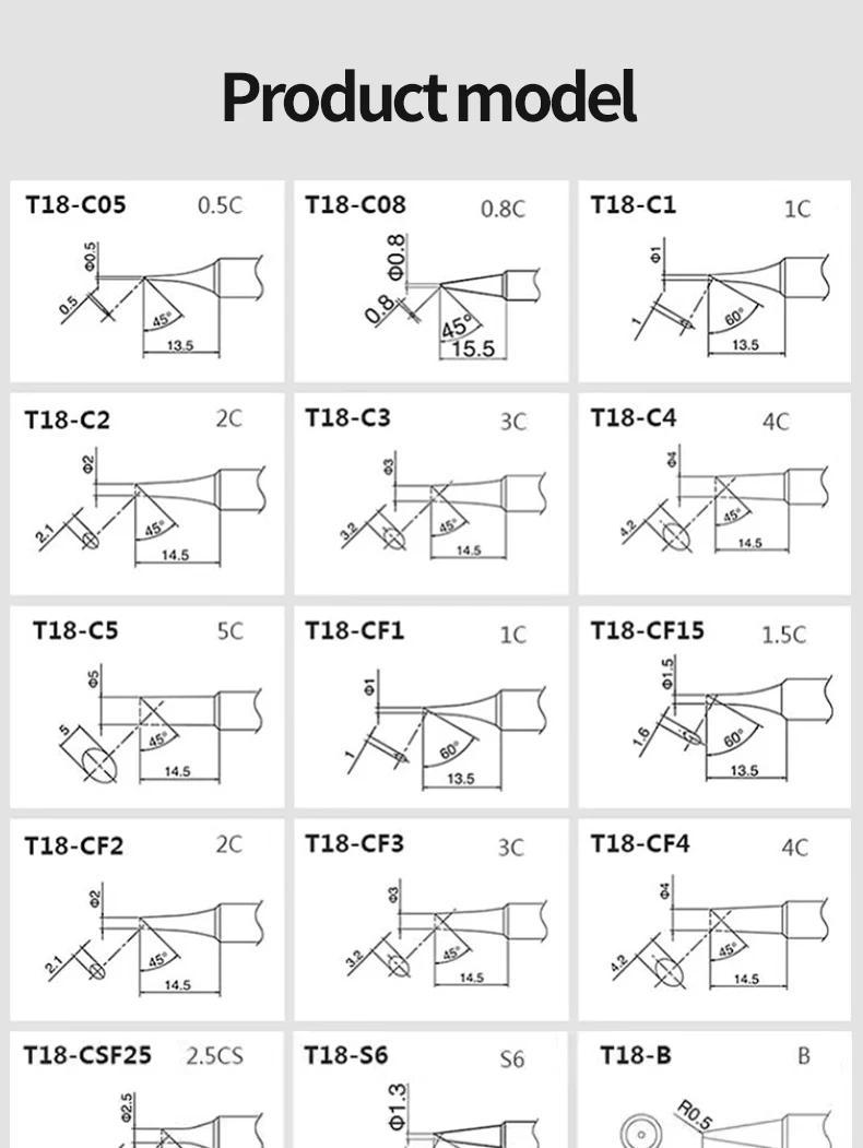 T18 Lötspitze für HAKKO FX-888 FX-888D FX-8801 FX-600 bleifreies Eisen Bit Düse Griff Bleistift Schweißen – Detail 10