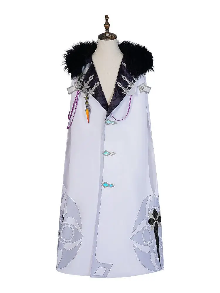 

Game Genshin Impact Fatui Executive Cosplay Costume Tartaglia Eleven Fatui Harbingers Dottore/Capitano/Pierro Halloween Cloak