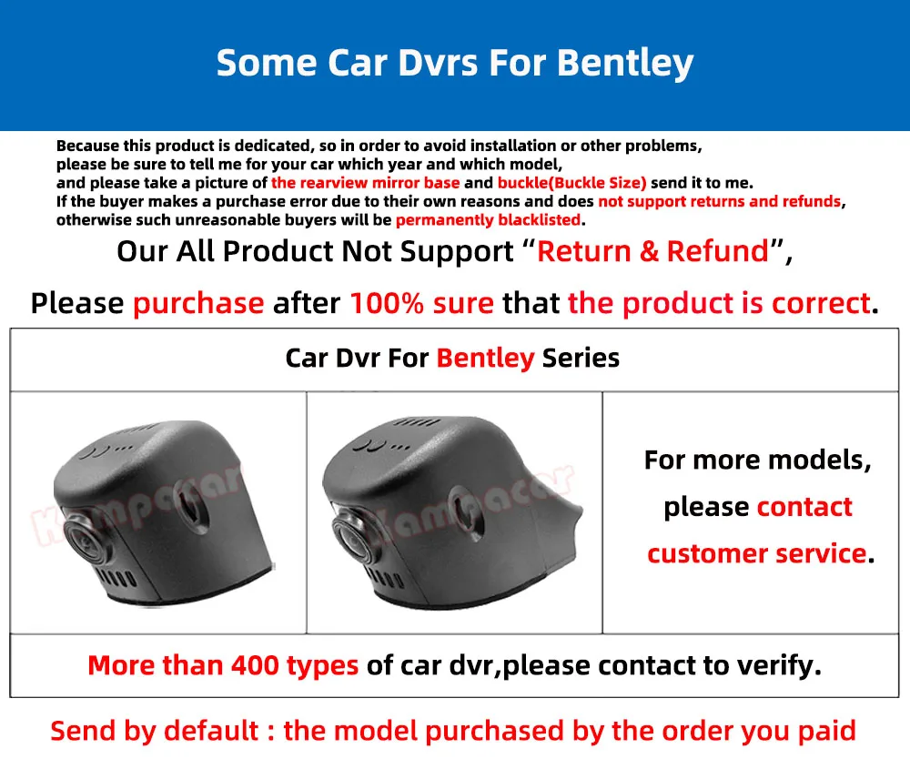 BL01 1K 2K 4K Plug-and-Play Auto-Dashcam für Bentley Bentayga Continental GT Flying Spur 2018 2019 2020 2021-2024 – Detail 3