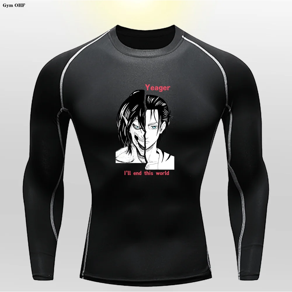 Children's Tight Fitting Anime Printed T-shirt With Long Sleeves Short Sleeves Breathable High Elasticity Quick Drying GYM