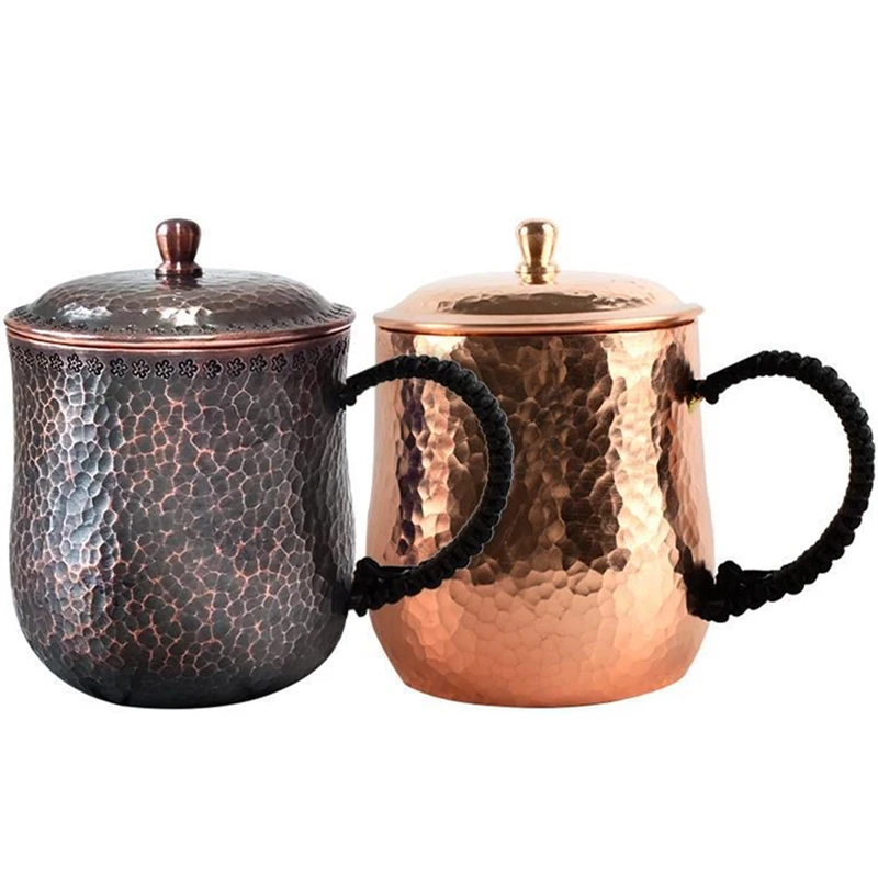 

500 ml Handcrafted Pure Copper Beer Coffee Cup Milk Mug Retro Weave Handle Thickened Water Drinking Cups Drinkware Couple Gifts