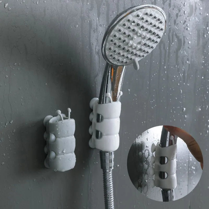 Description Picture 4 of item2/3pcs Suction Cup Brackets Removable Silicone Shower Head Holder Wall Mount Shower Head Storage Shelf Rack Bathroom Supplies