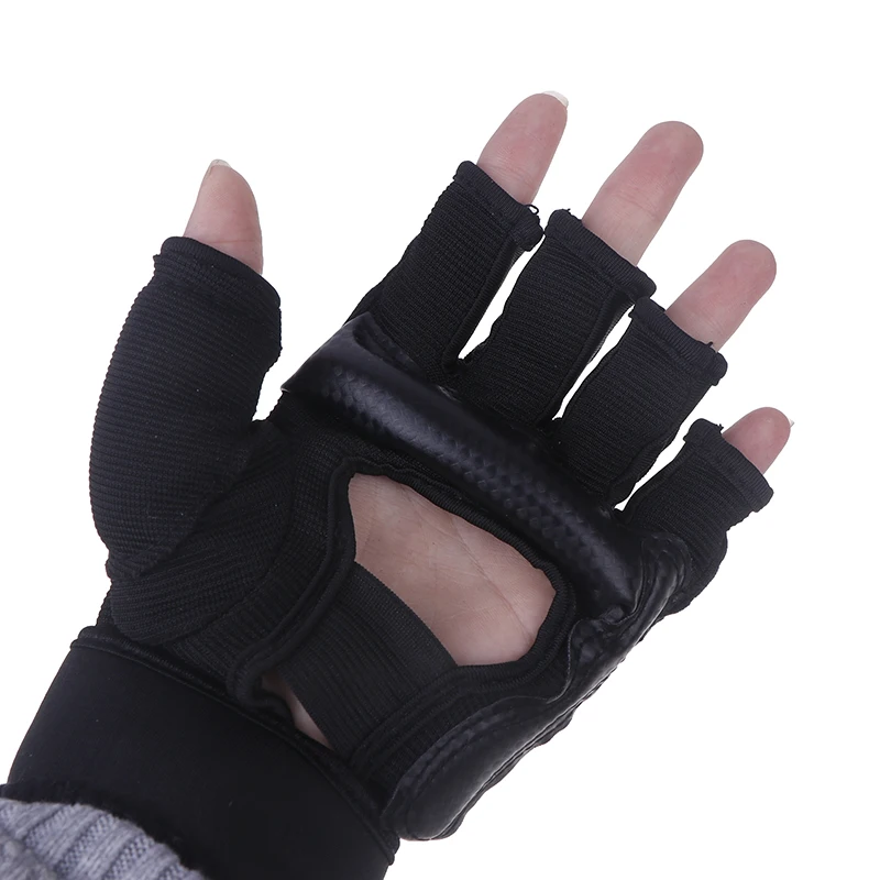 Karate Gloves Martial Taekwondo Leather Foot Gloves Equipment Half Finger Protector Boxing Hand Foot Protection Guards 1Pair