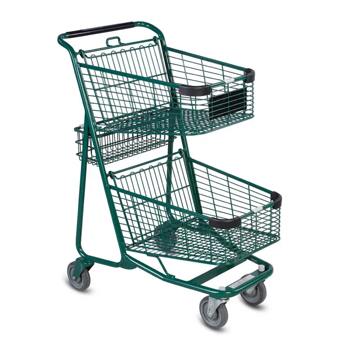 American Style Double Layer Grocery Shopping Trolley Cart