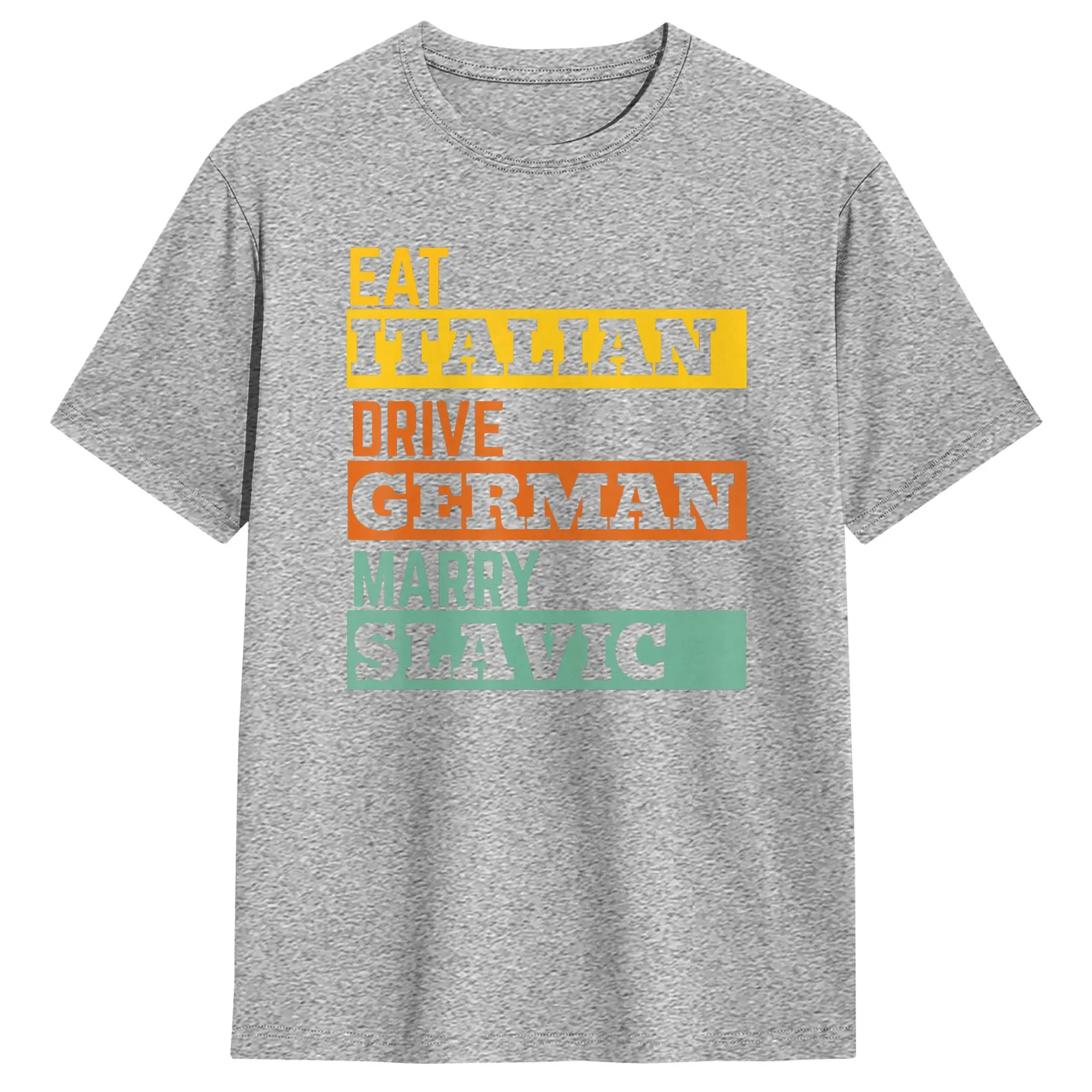 Men's Retro Humor Cotton T-Shirt - Eat, Drive, Marry Phrase, Short Sleeve O-Neck Summer Tee