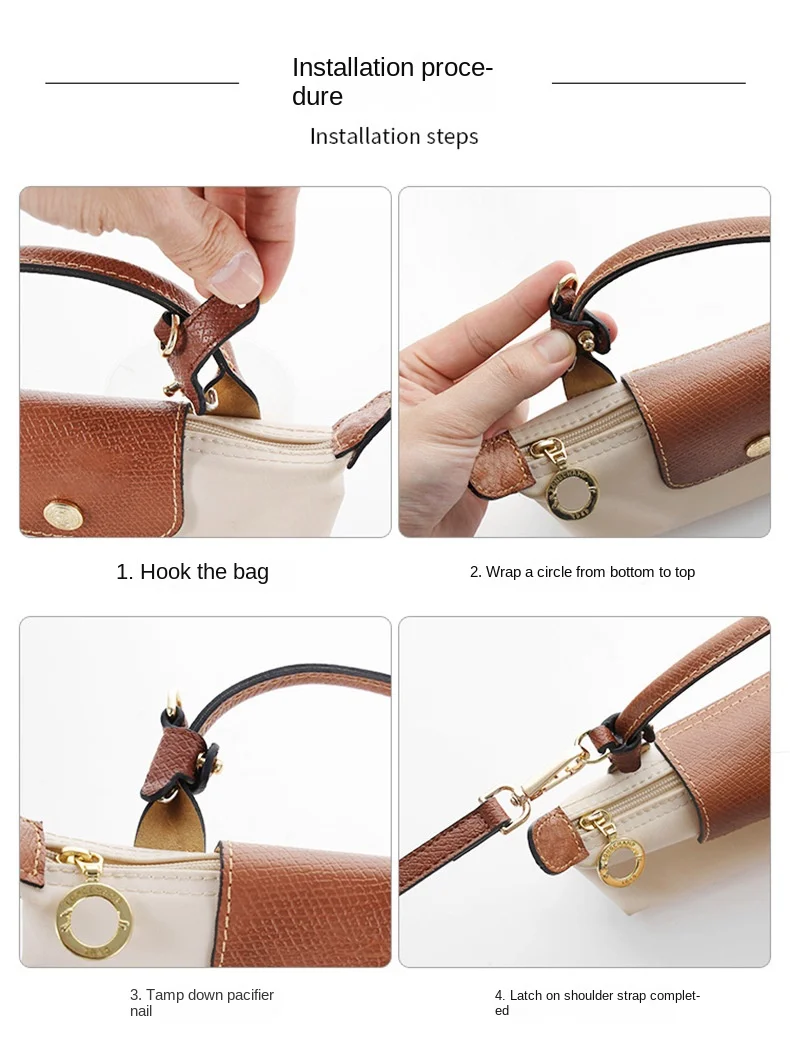Genuine Leather Shoulder Strap for LONGCHAMP Mini Bag Adjustable Bag Straps Free Punching Modification Bag Belt Accessories
