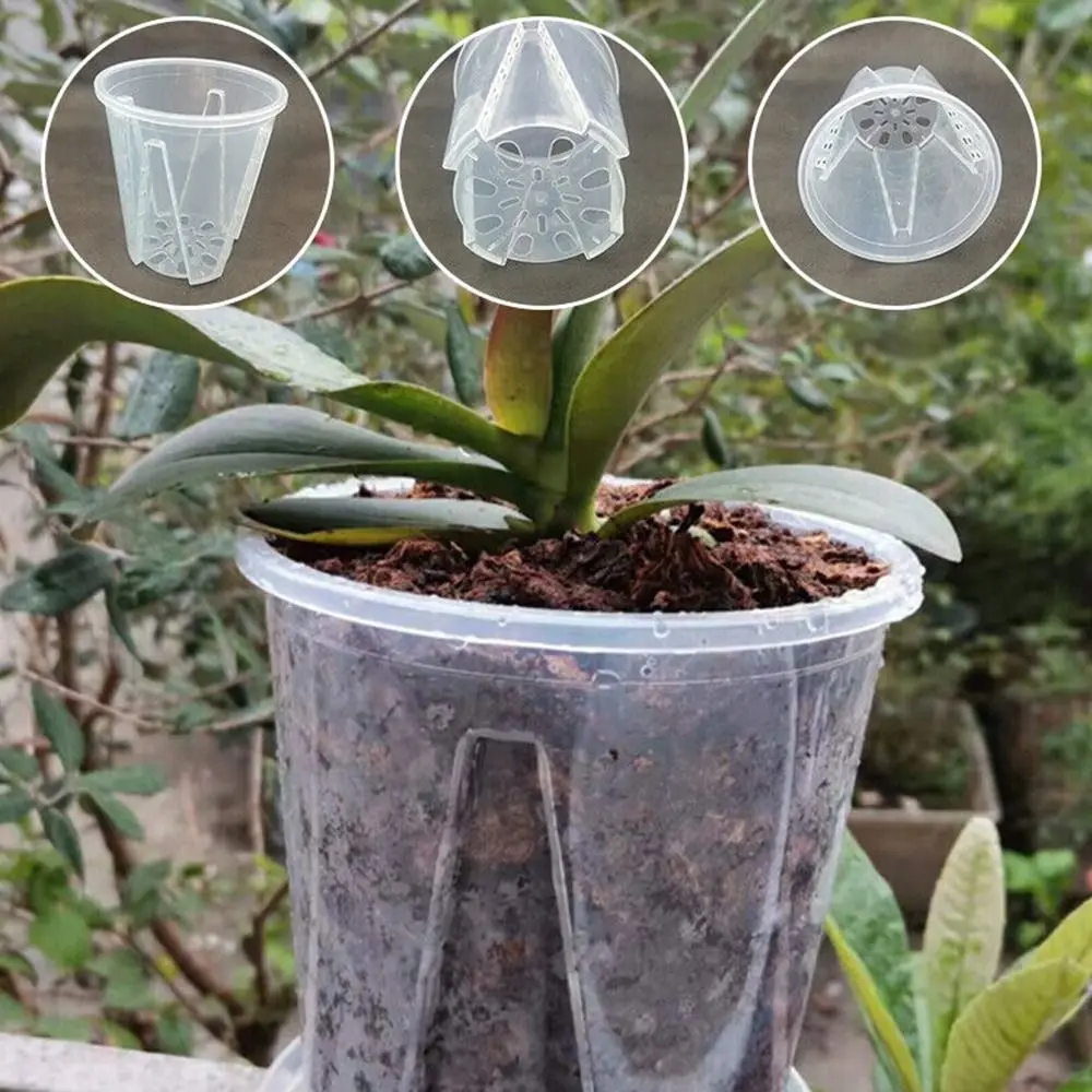 Flower Pot Clear Plastic Orchid Pots With Holes Transparent Succulents Plant