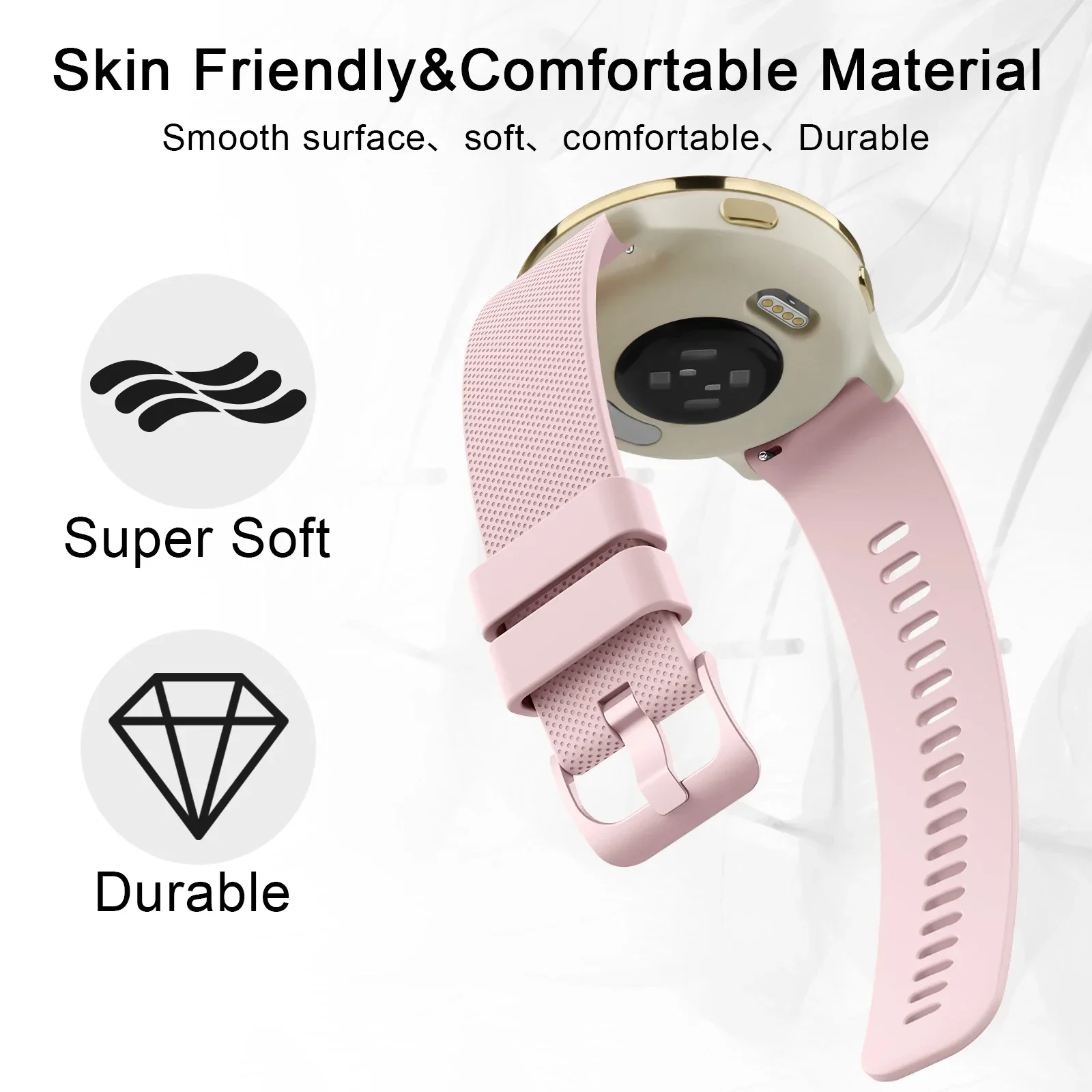 18mm Women's Silicone Watch Strap, Soft and Durable Replacement Band
