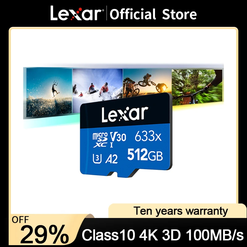 compact flash card Lexar Original Micro SD Card 128gb 32GB 64GB 256GB 512GB UHS-I Memory Card A1 A2 Class10 TF Flash Card for Drone Sport Camcorder memory cards